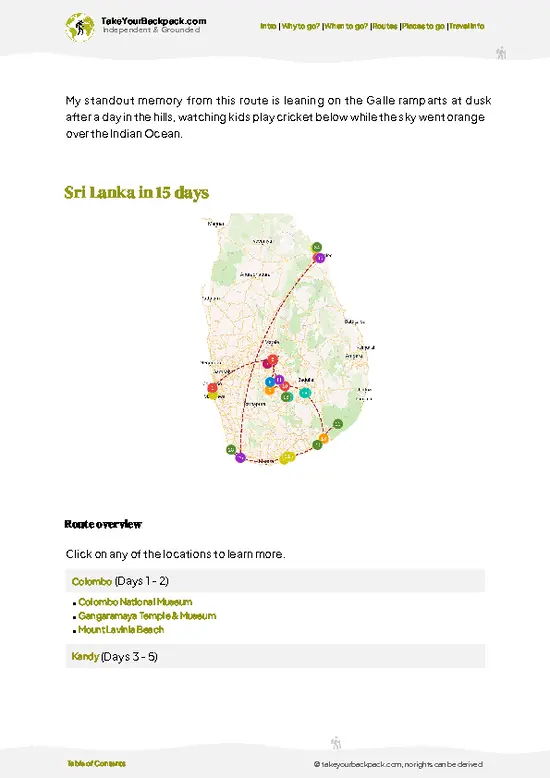 example page 4 from our offline Travel Guide for Sri Lanka